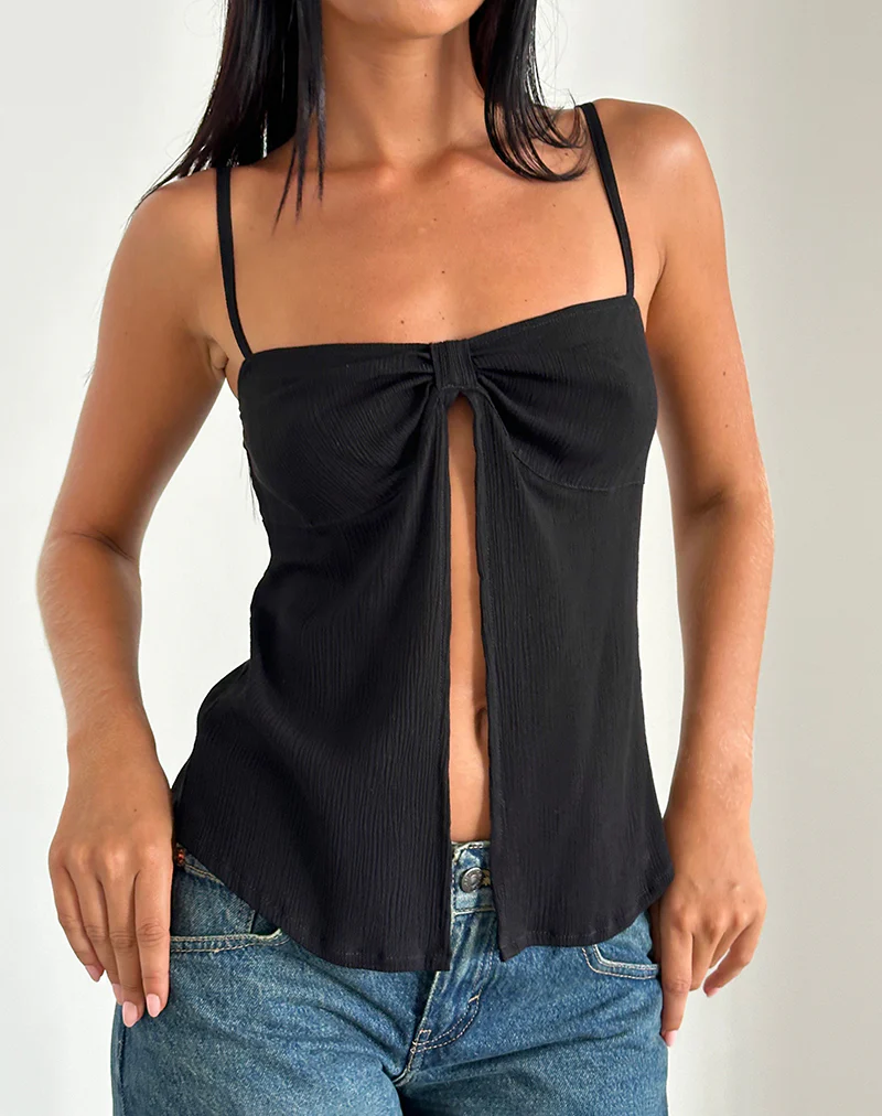 Jastipa Longline Butterfly Top in Black - Image 2