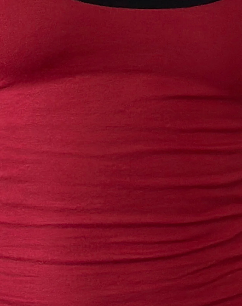 Jastiya Top in Adrenaline Red with Black Binding - Image 5