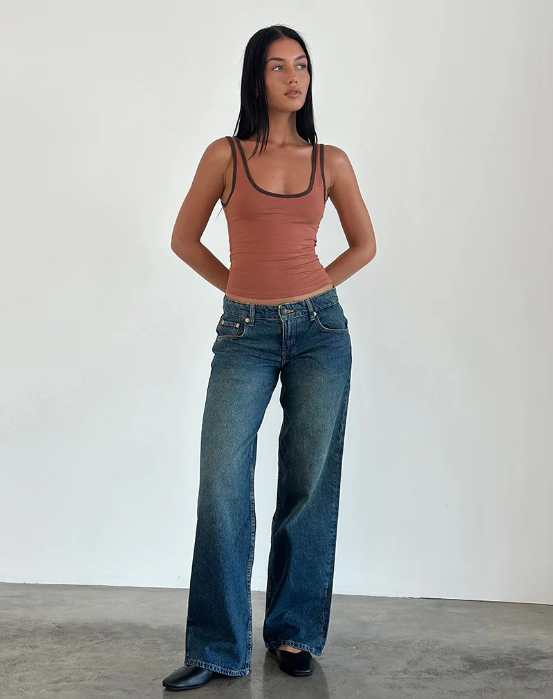 Jastiya Top in Brick with Brown Binding - Image 3