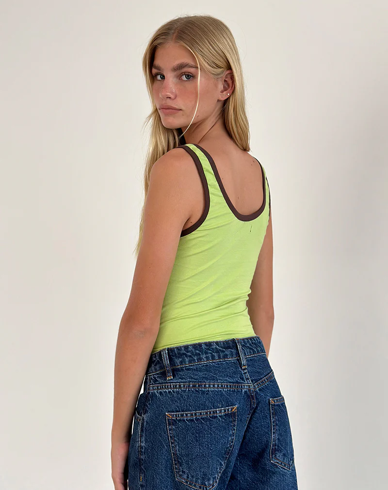 Jastiya Top in Green Banana with Deep Mahogany Binding - Image 4
