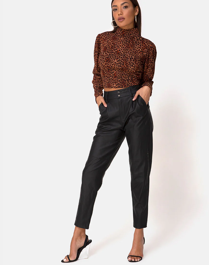 Jasty Crop Top in Crinkle Ditsy Leopard Orange - Image 3