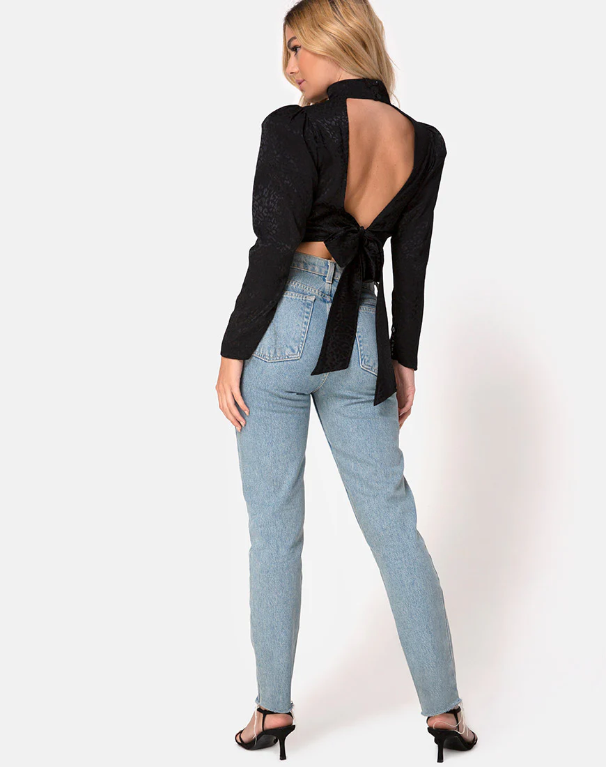 Jasty Crop Top in Satin Cheetah Black - Image 4