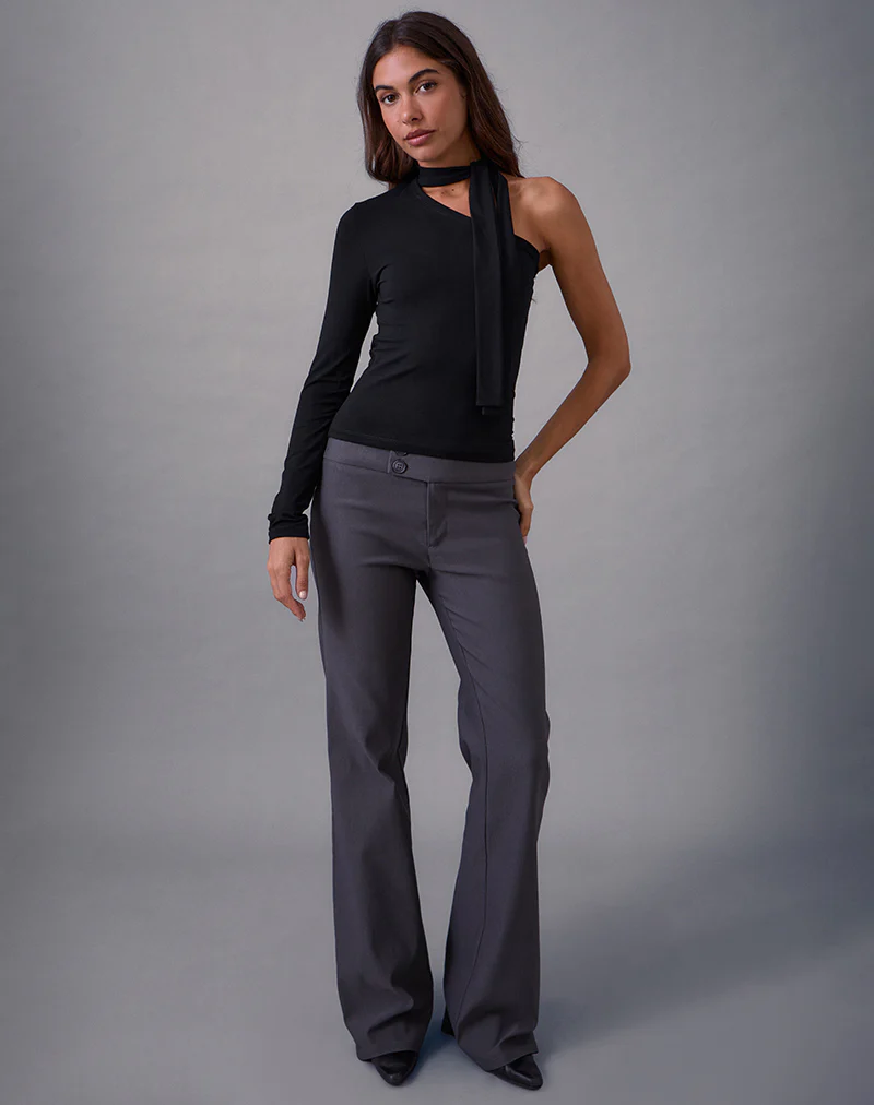 Jayahe One Sleeve Top in Rayon Jersey Black - Image 4