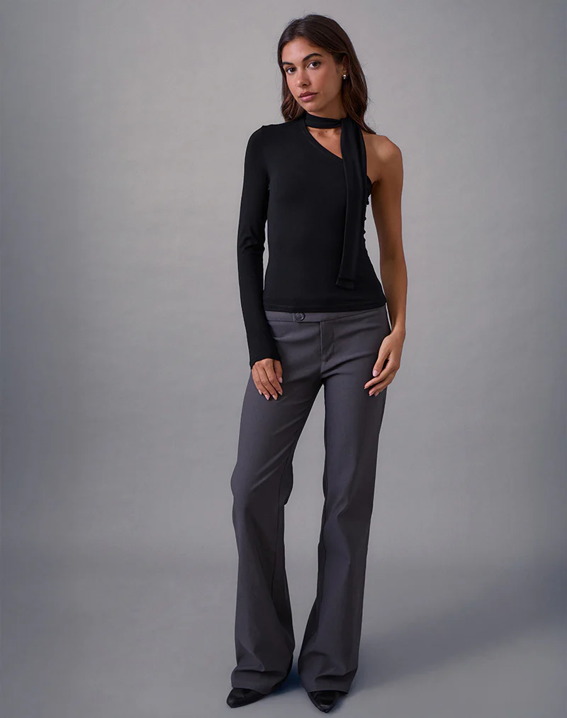 Jayahe One Sleeve Top in Rayon Jersey Black - Image 5