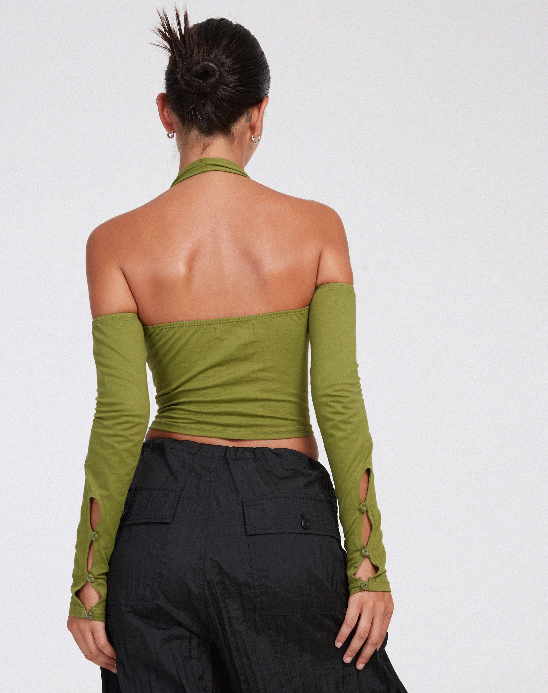 Jayne Crop Top in Khaki - Image 2