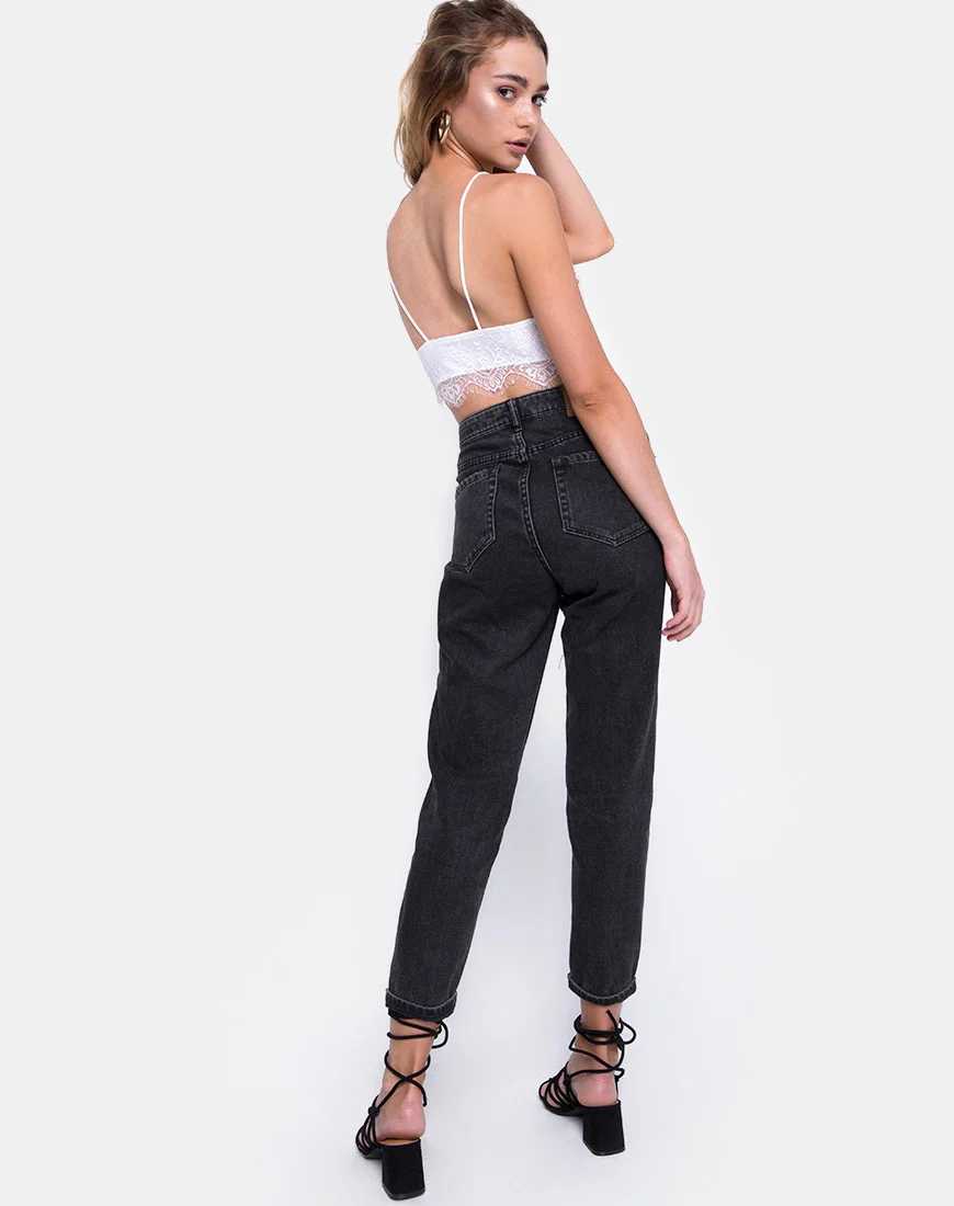 Jeana Crop Top in White Eyelash Lace - Image 4