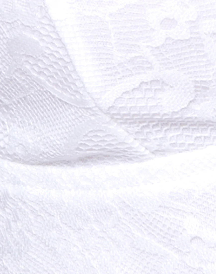 Jeana Crop Top in White Eyelash Lace - Image 5