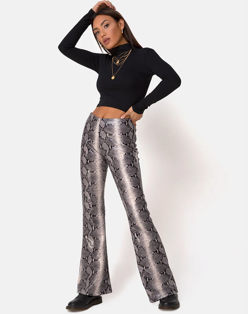Jeden Trouser in PU Beige Snake - Image 2