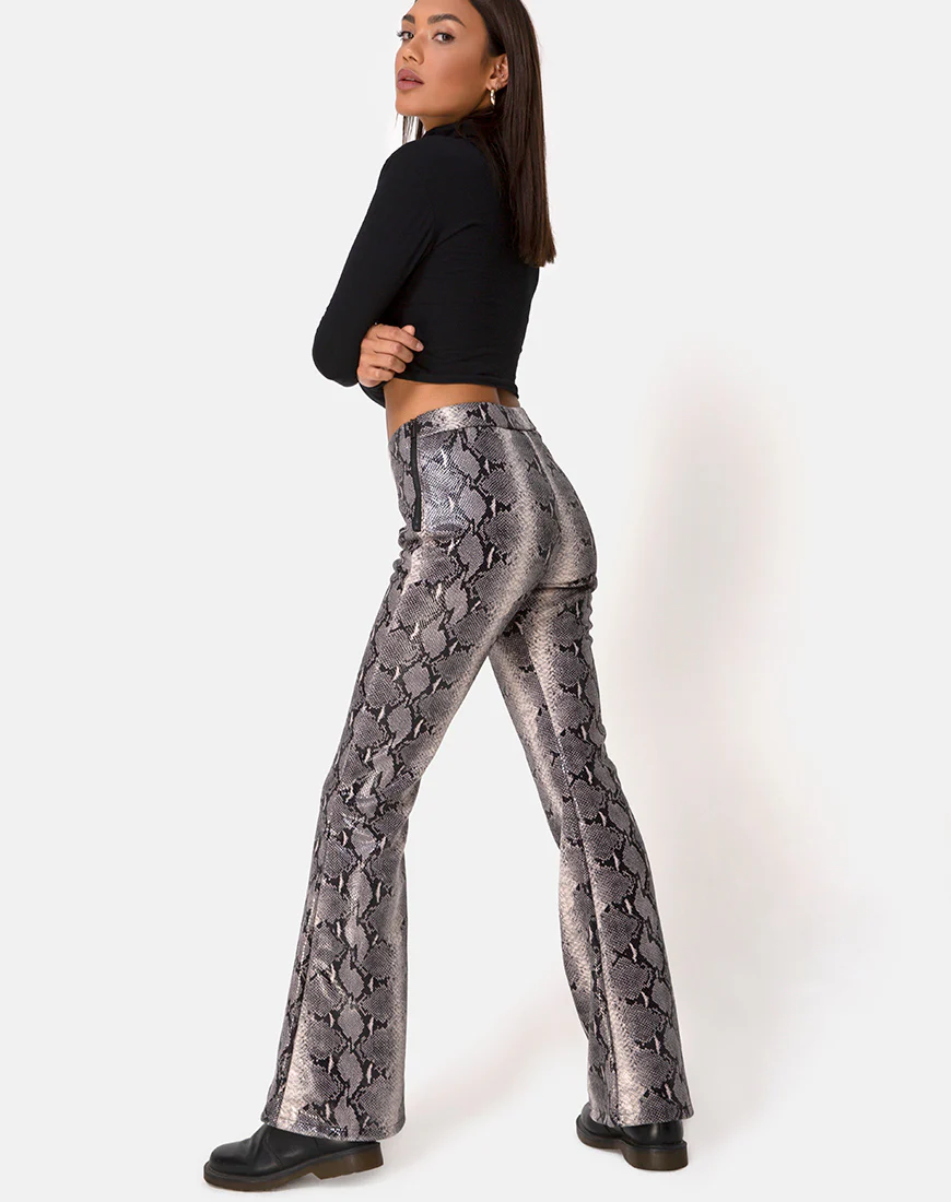 Jeden Trouser in PU Beige Snake - Image 3