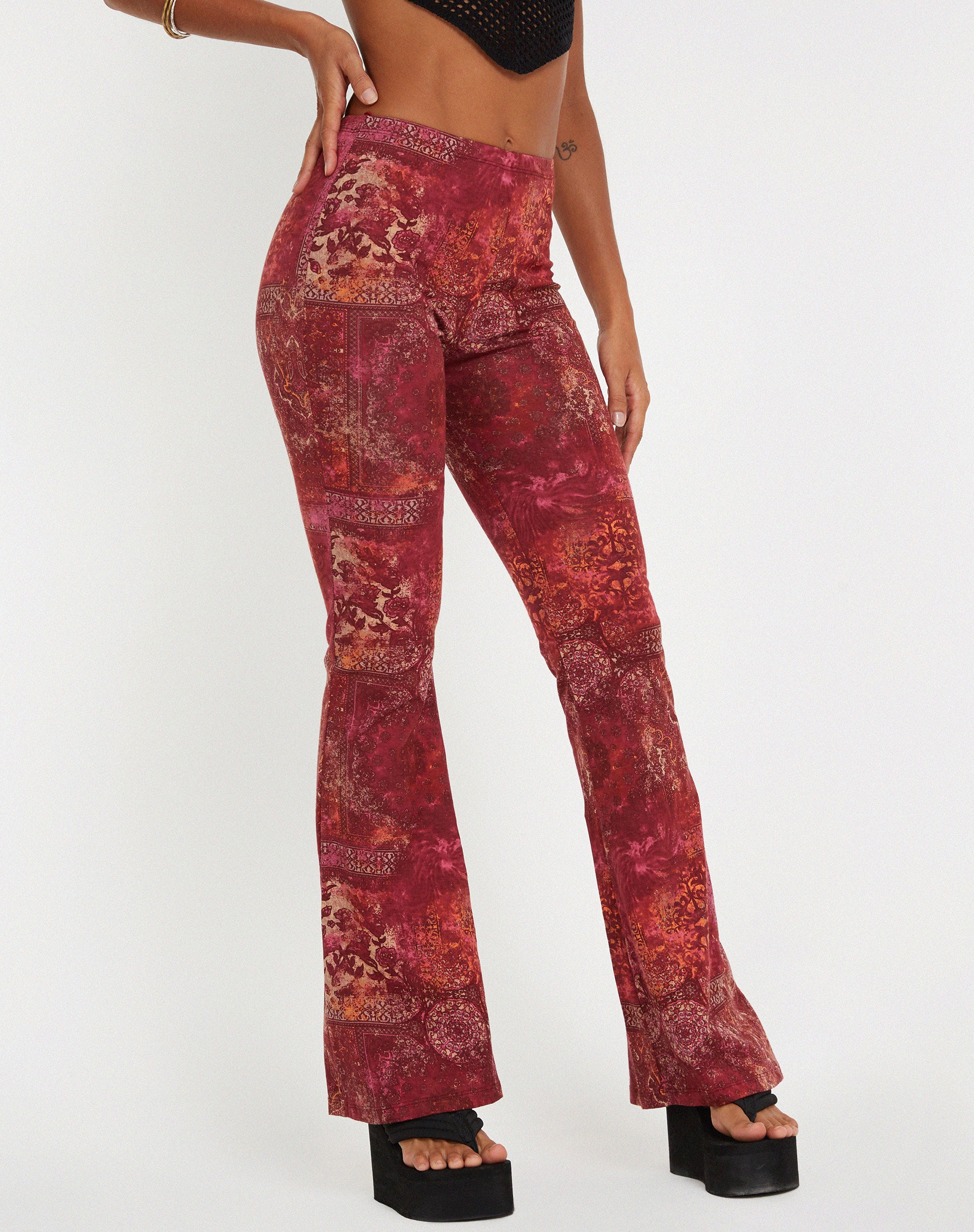 Jeevan Flare Trouser in Abstract Paisley Red - Image 2