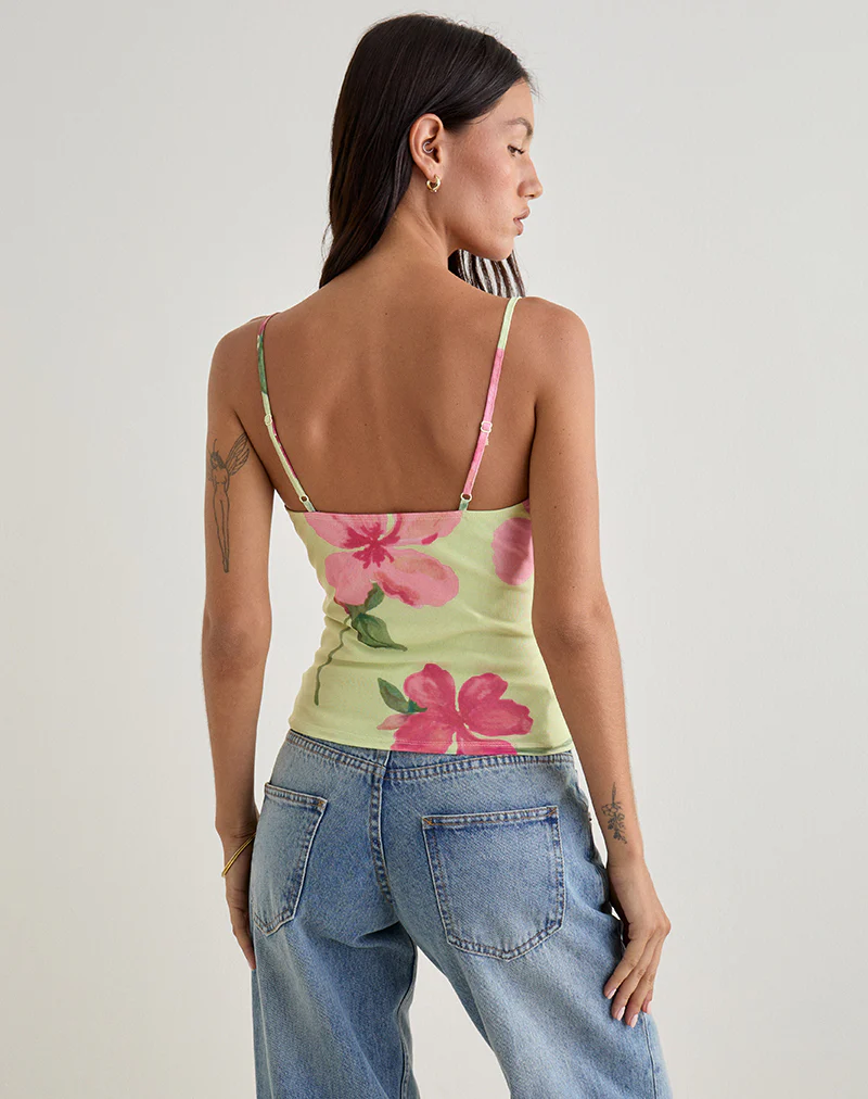 Jefita Cami Top in Watercolour Hibiscus Yellow - Image 5