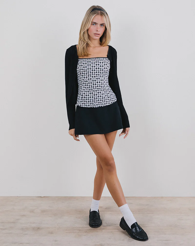 Jeiha Cami Top in Floral Gingham Black - Image 3