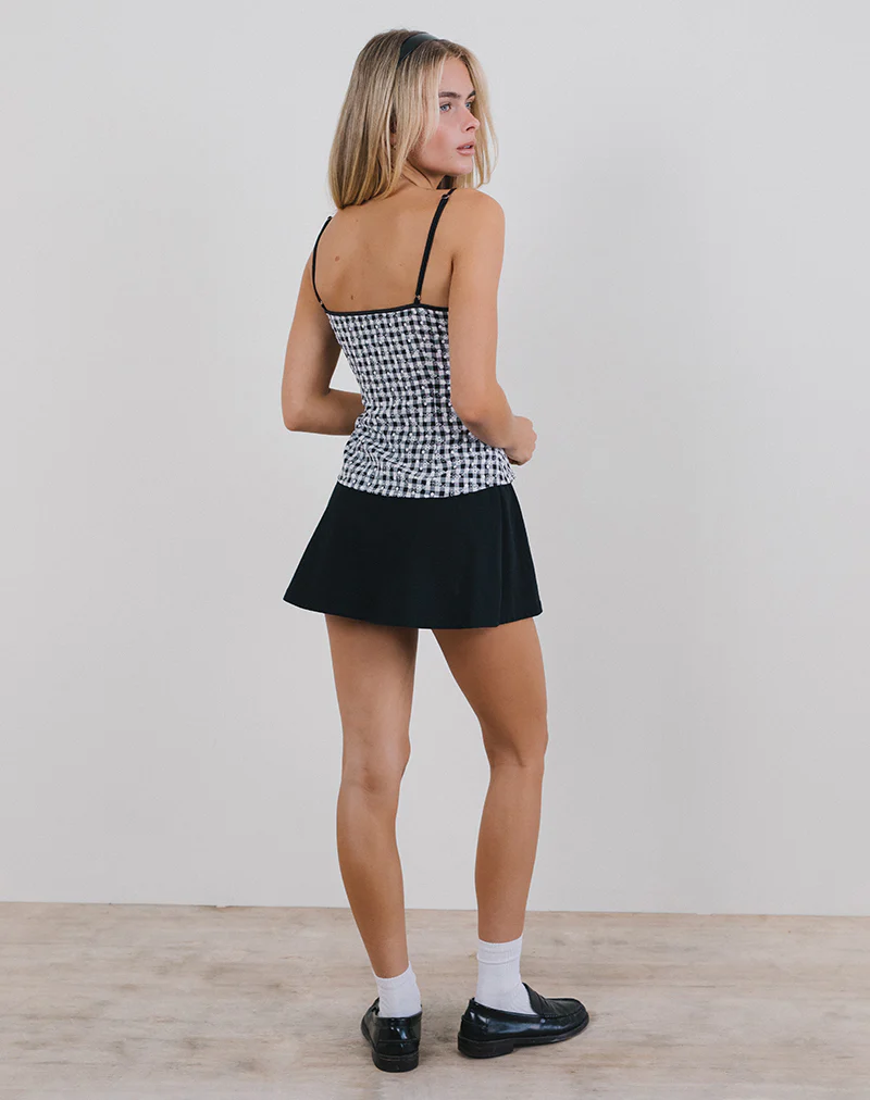 Jeiha Cami Top in Floral Gingham Black - Image 4