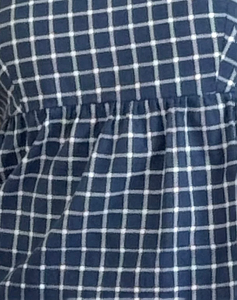 Jeju Top in Navy Tartan Poplin - Image 5