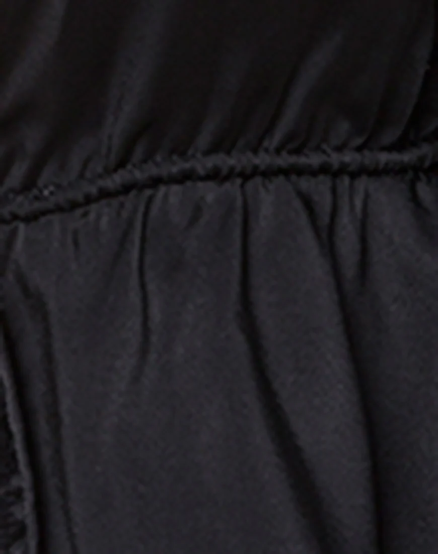 Jelena Plunge Top in Satin Black - Image 5