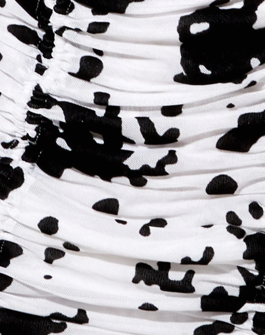 Jemora Mini Dress in Flock Dalmation Black and White - Image 5