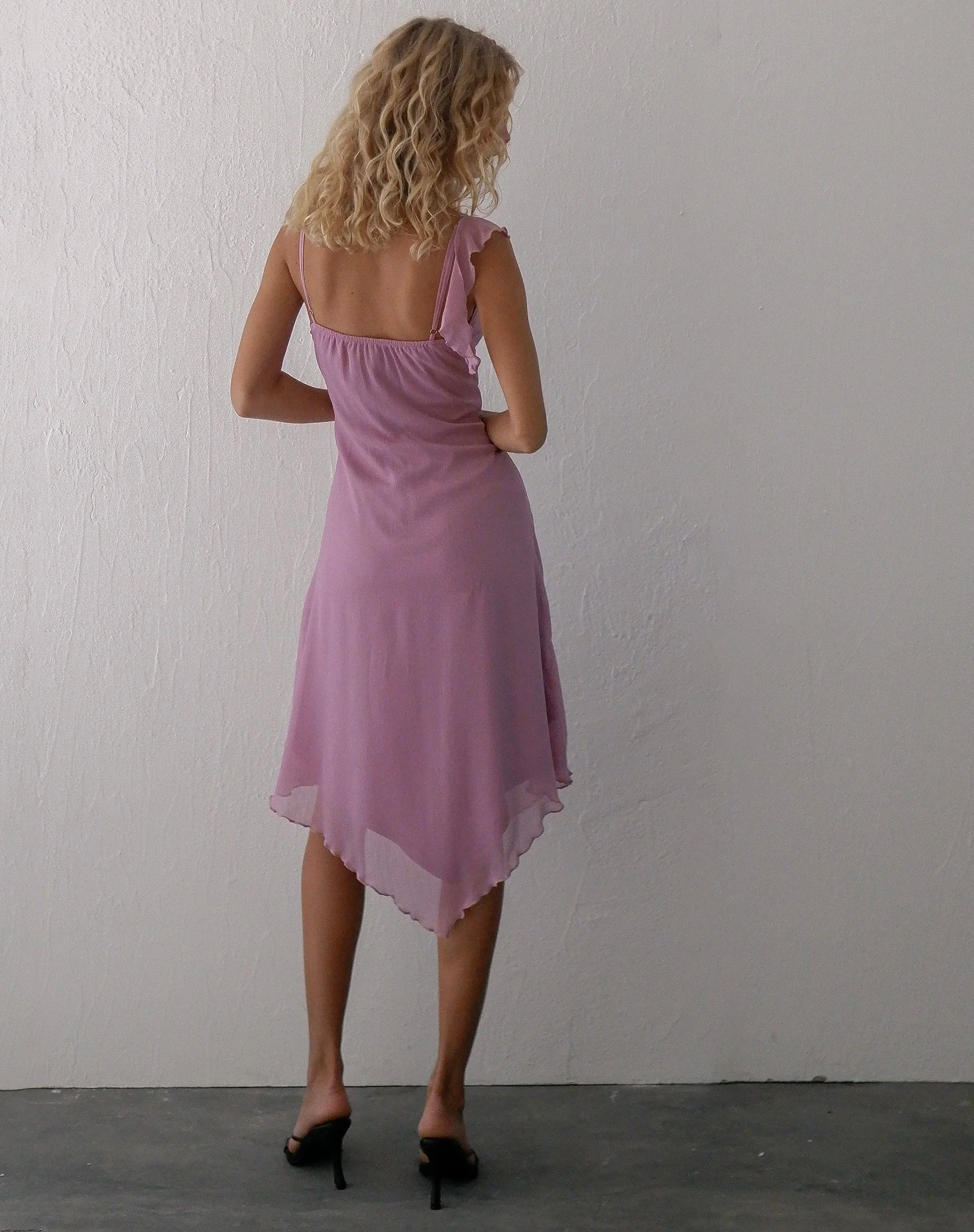 Jenani Rosette Ruffle Midi Dress in Light Plum - Image 7