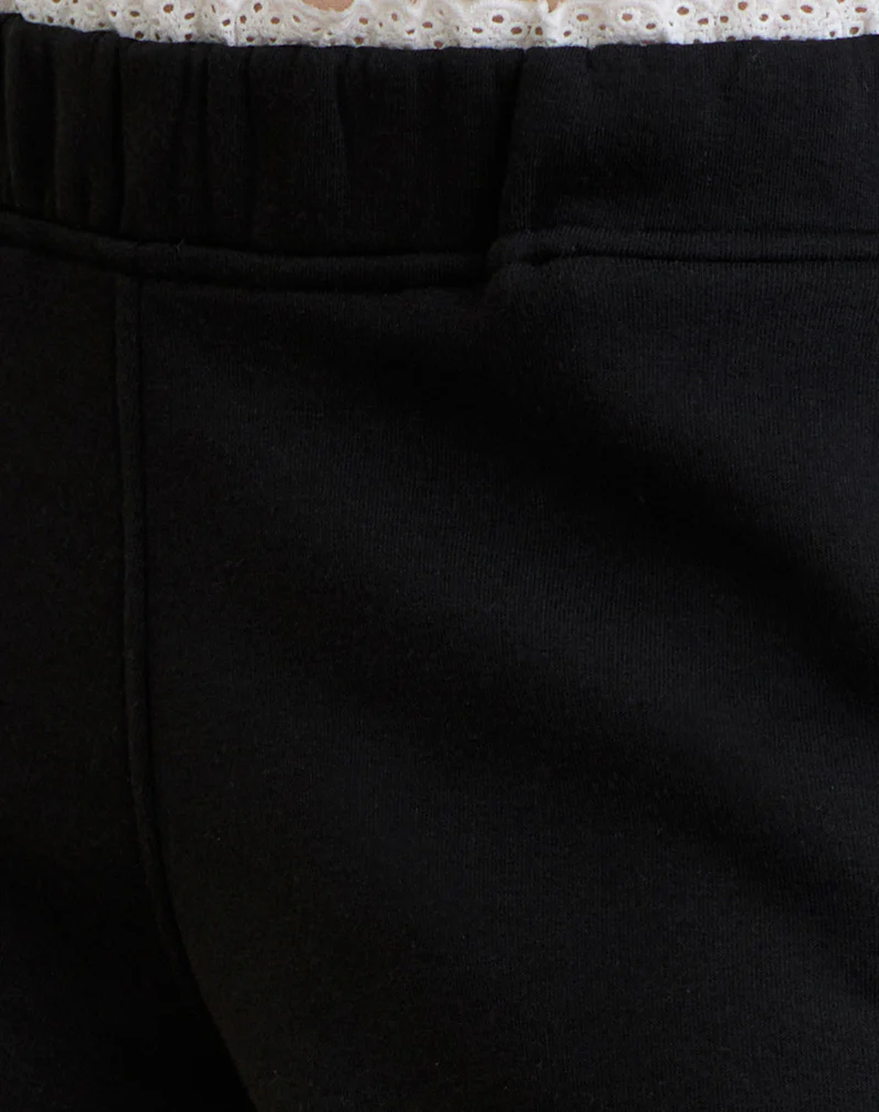 Jenita Loose Jogger in Black with White Picot Trim - Image 6
