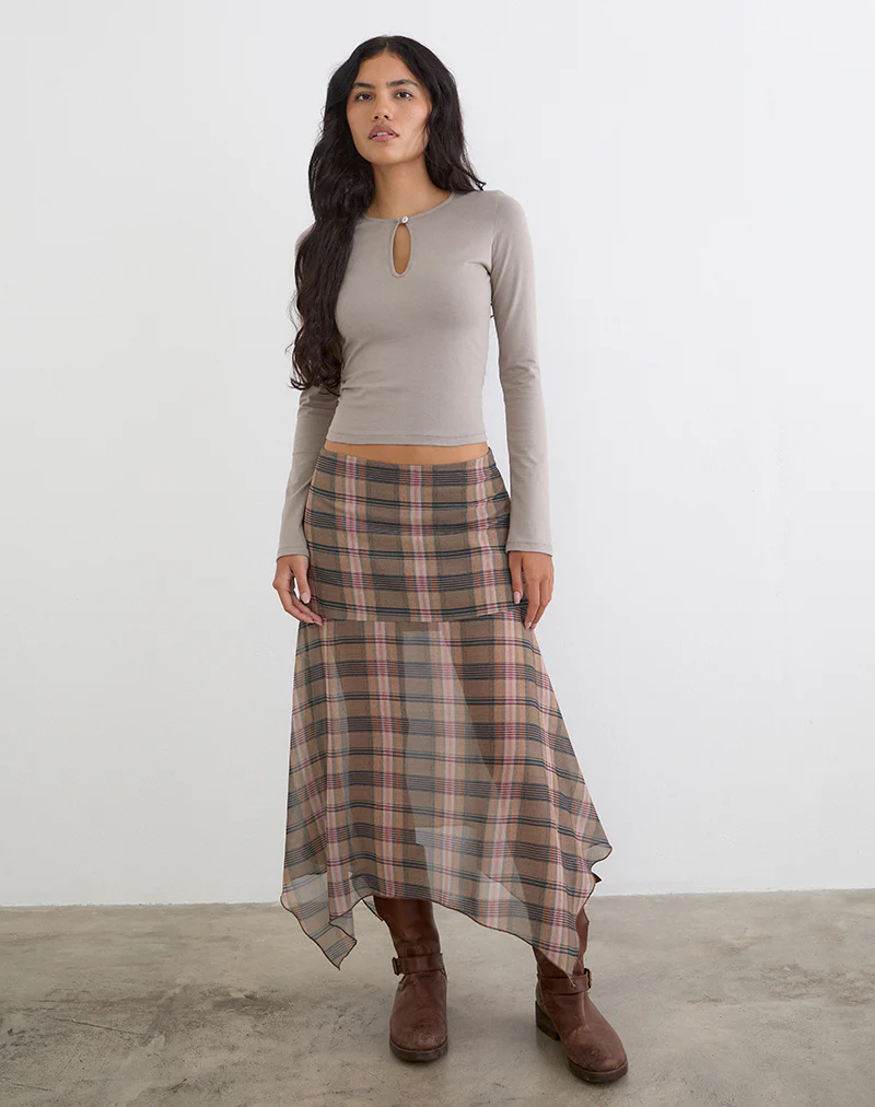 Jenji Long Sleeve Top with Pearl Button in Moon Rock - Image 2