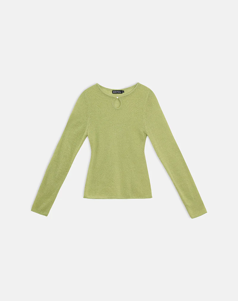 Jenya Long Sleeve Top in Knit Sage - Image 3