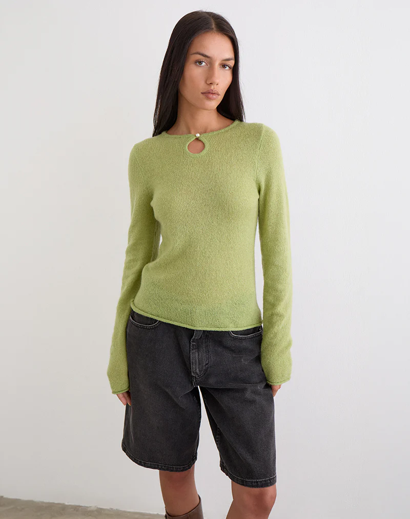 Jenya Long Sleeve Top in Knit Sage - Image 5