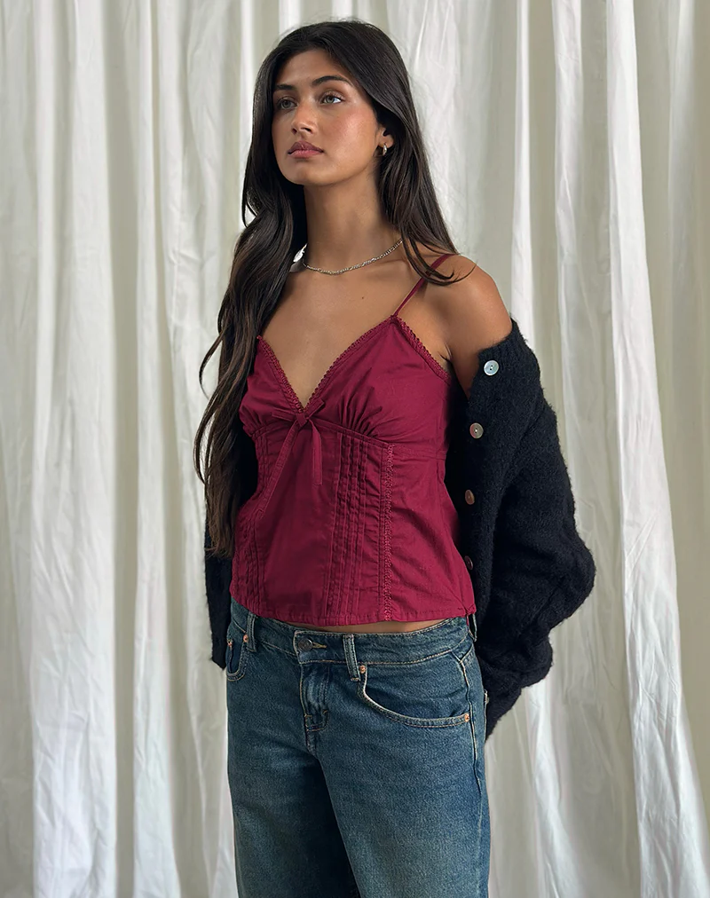 Jepuni Cami Top in Burgundy - Image 5