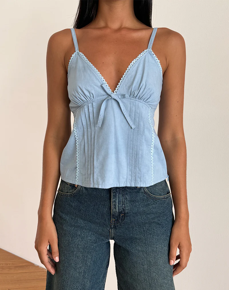 Jepuni Cami Top in Nantucket Blue Poplin - Image 3