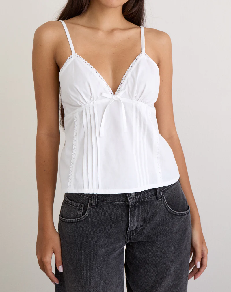 Jepuni Cami Top in White Poplin - Image 2