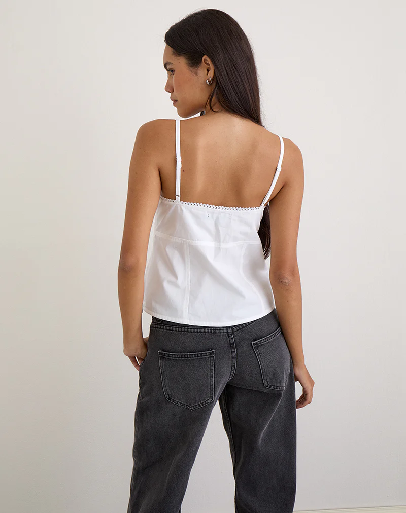 Jepuni Cami Top in White Poplin - Image 4