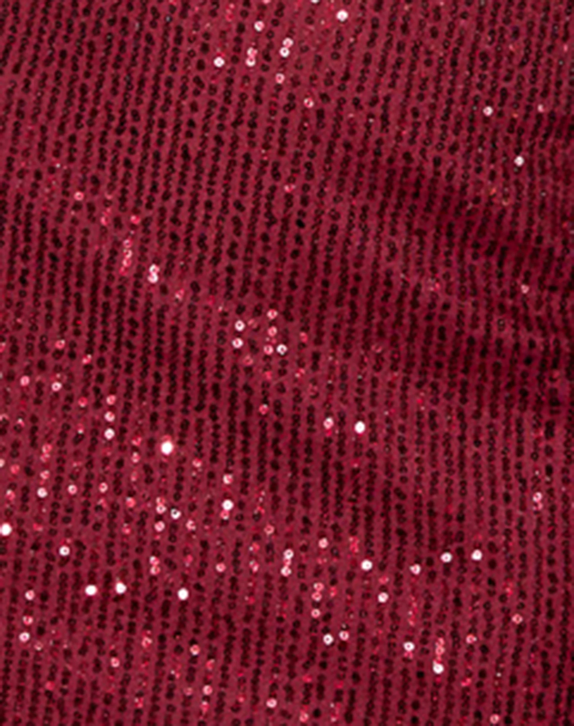 Jeriah Bandeau Mini Dress in Drape Sequin Maroon - Image 6