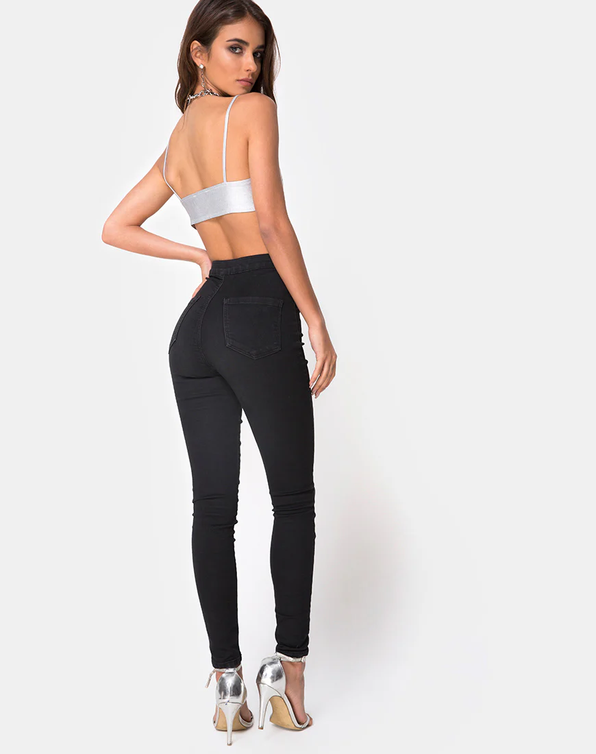 Jessie Bralet Top in Silver Metallic - Image 4