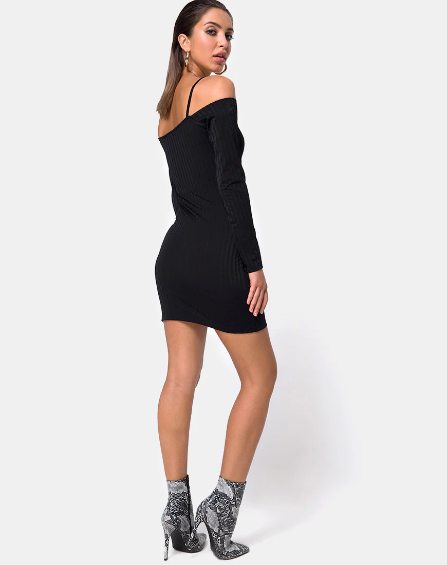Jetty Bodycon Dress in Black - Image 4