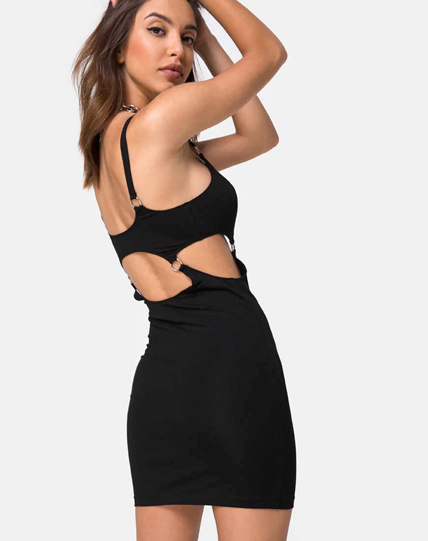Jezabel Cut Out Dress in Black - Image 2