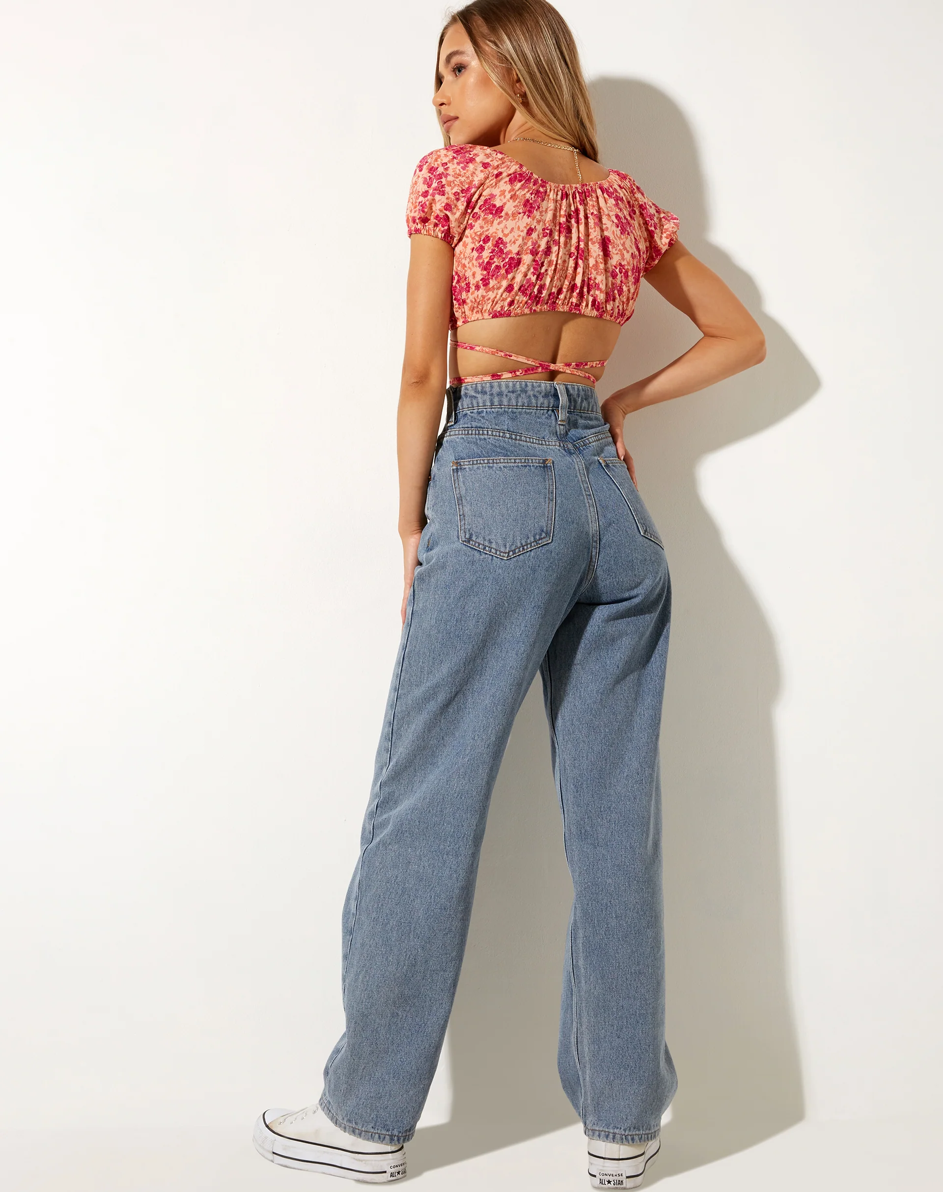 Jiena Crop Top in Dark Wild Flower Cantaloupe - Image 6