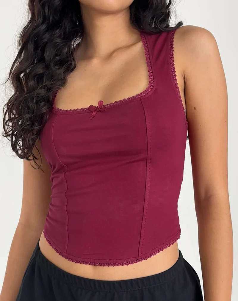 Jinisa Corset Top in Burgundy - Image 2