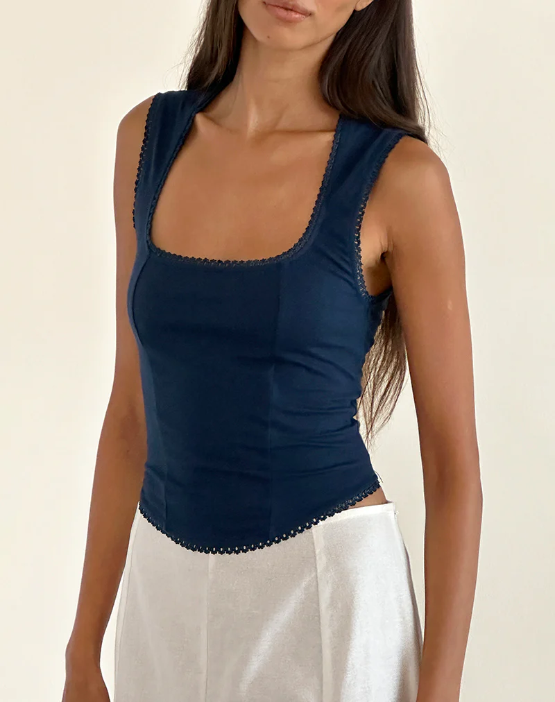 Jinisa Corset Top in Navy - Image 4