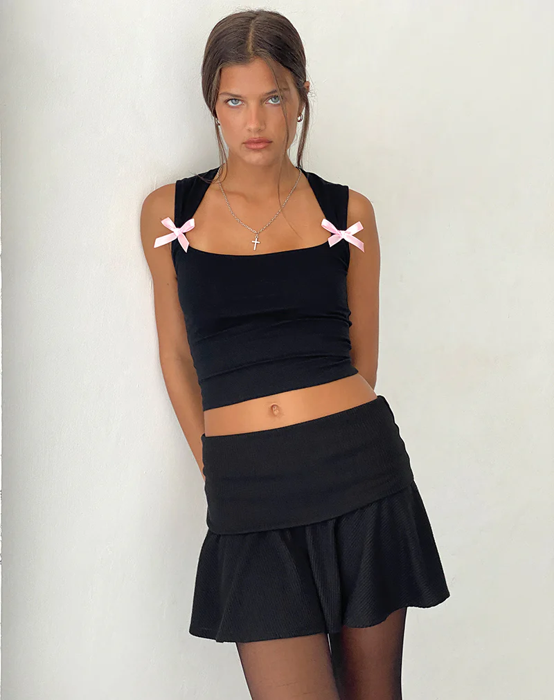 Jiniso Crop top in Black with Pink Bows - Image 5