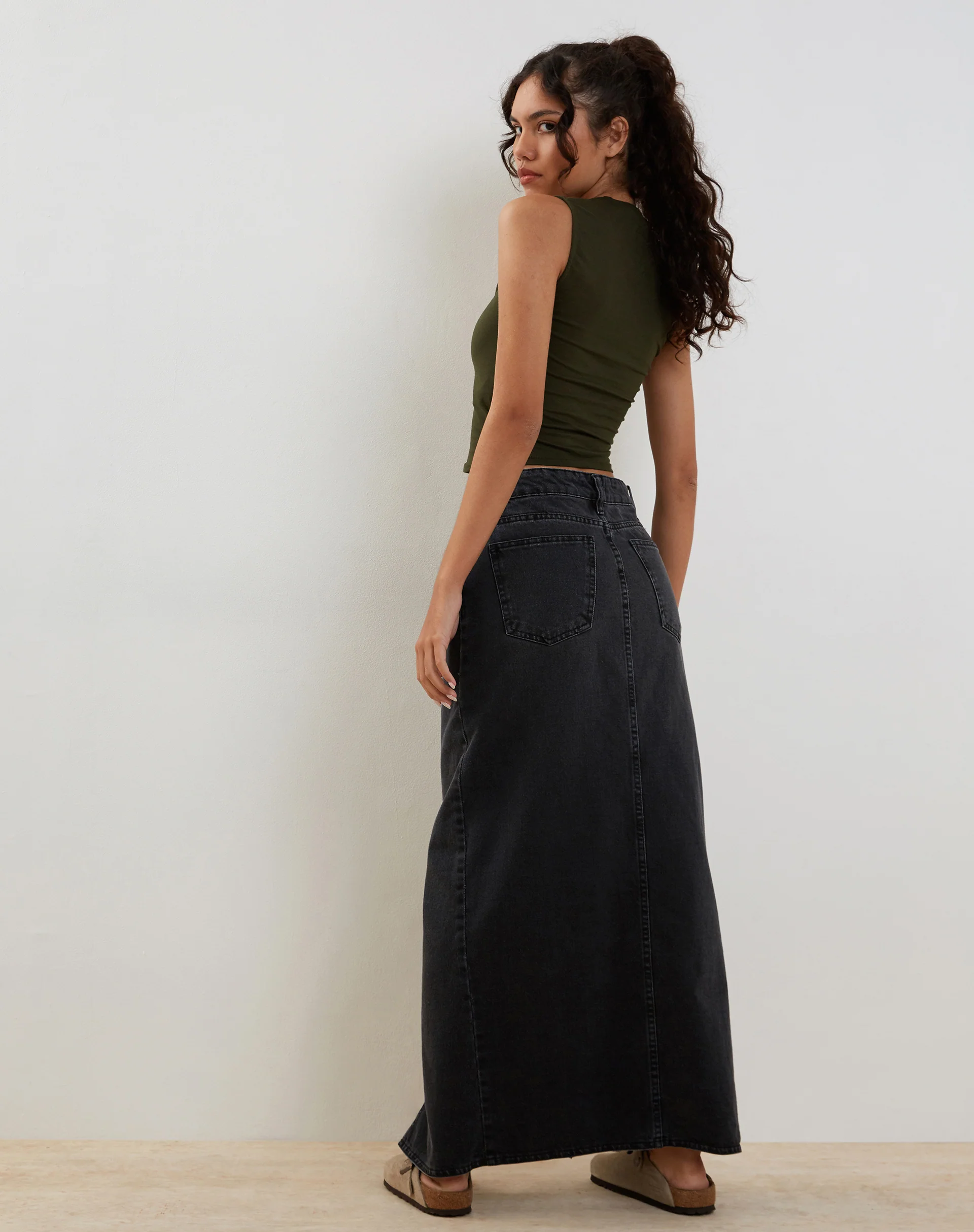 Jinsu Crop Top in Lycra Olive - Image 4