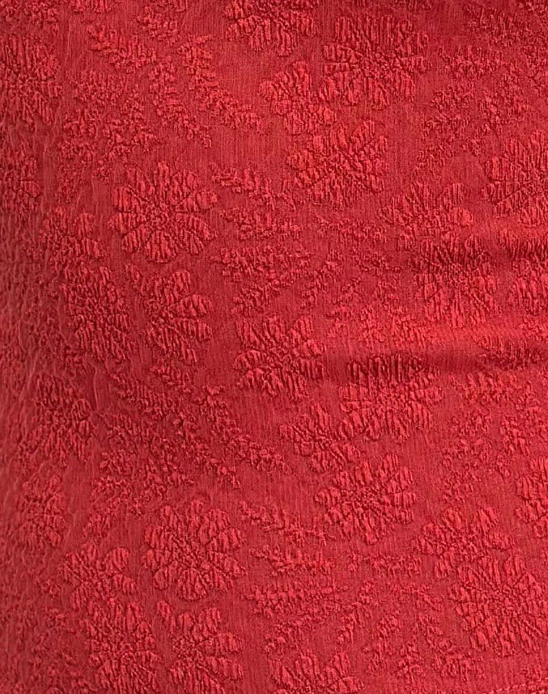 Jinsu Top in Textured Stretch Red - Image 6