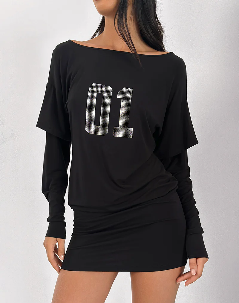 Jionni Sweater Dress in Hotfix Black - Image 2