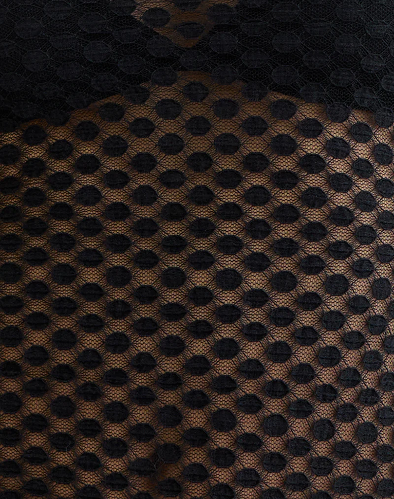 Jiwon Keyhole Top in Polka Lace Black - Image 6