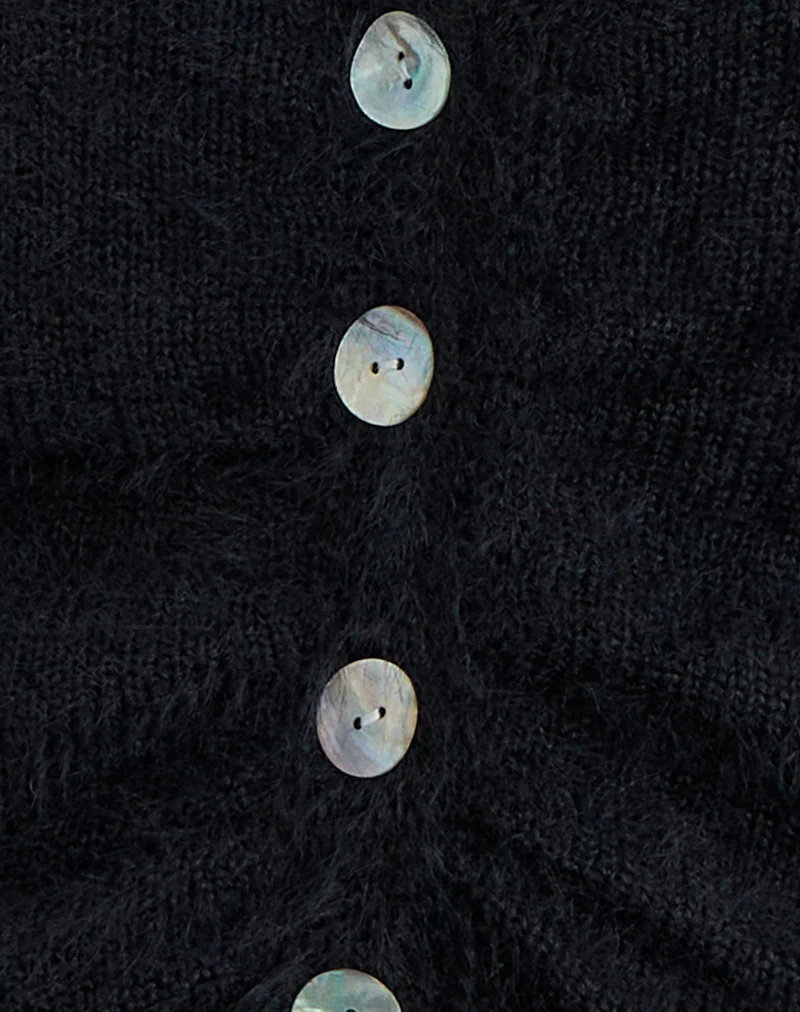 Jiyo Gathered Cardigan in Knit Black - Image 6
