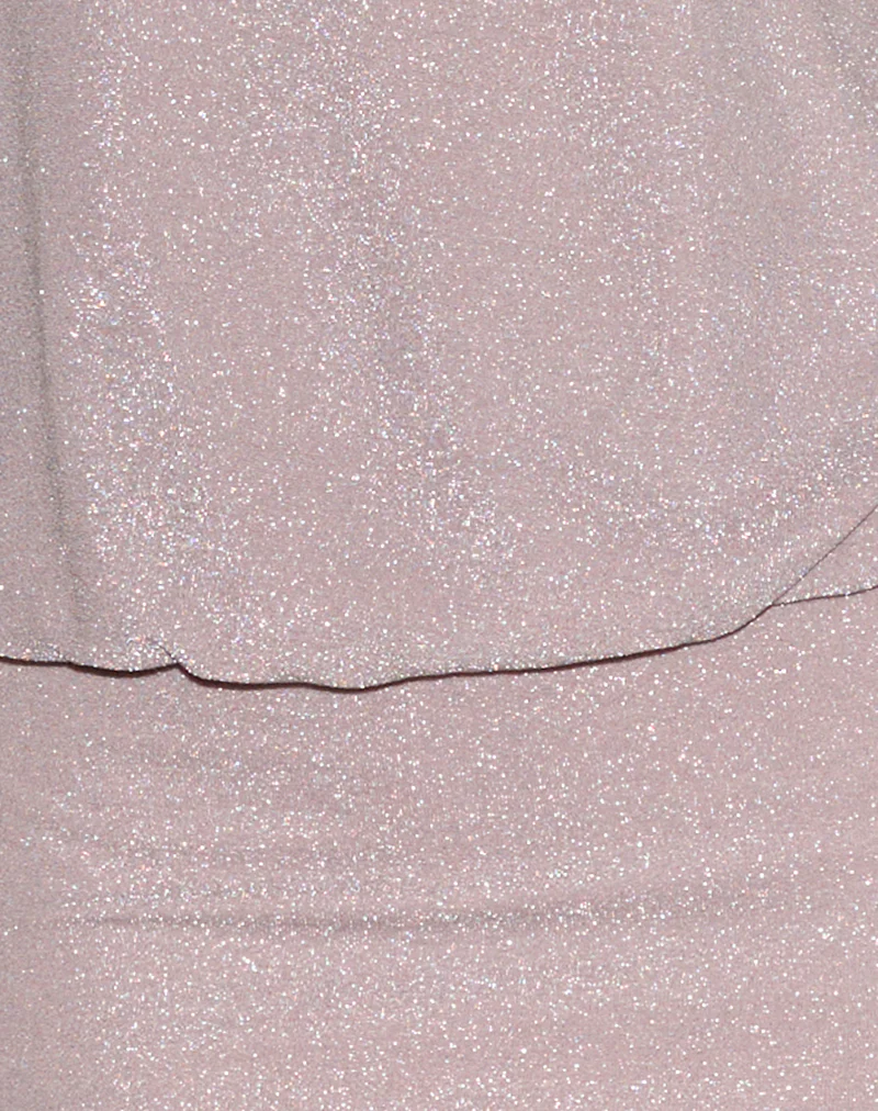 Joanka Tie Neck Dress in Shimmer Lurex Pink - Image 6