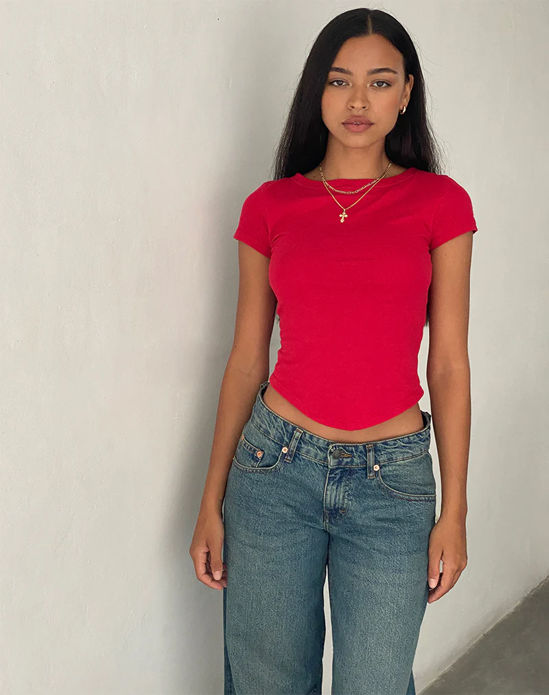 Jojes Jersey Tee in Tango Red - Image 4