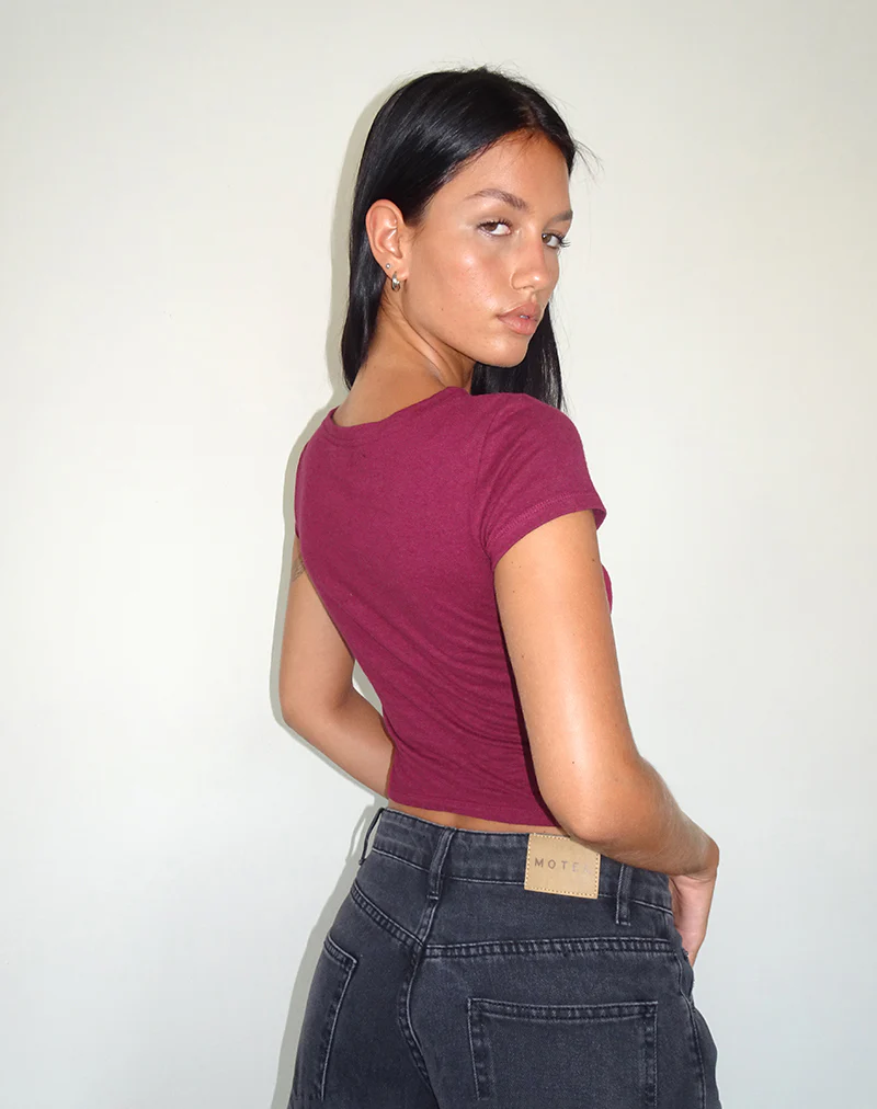 Jojes Jersey Tee in Burgundy - Image 4