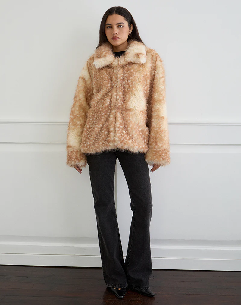 Joji Jacket in Beige Bambi Print - Image 3