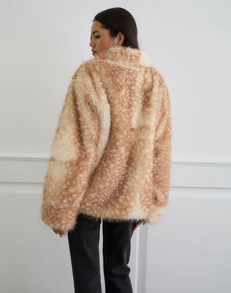 Joji Jacket in Beige Bambi Print - Image 4