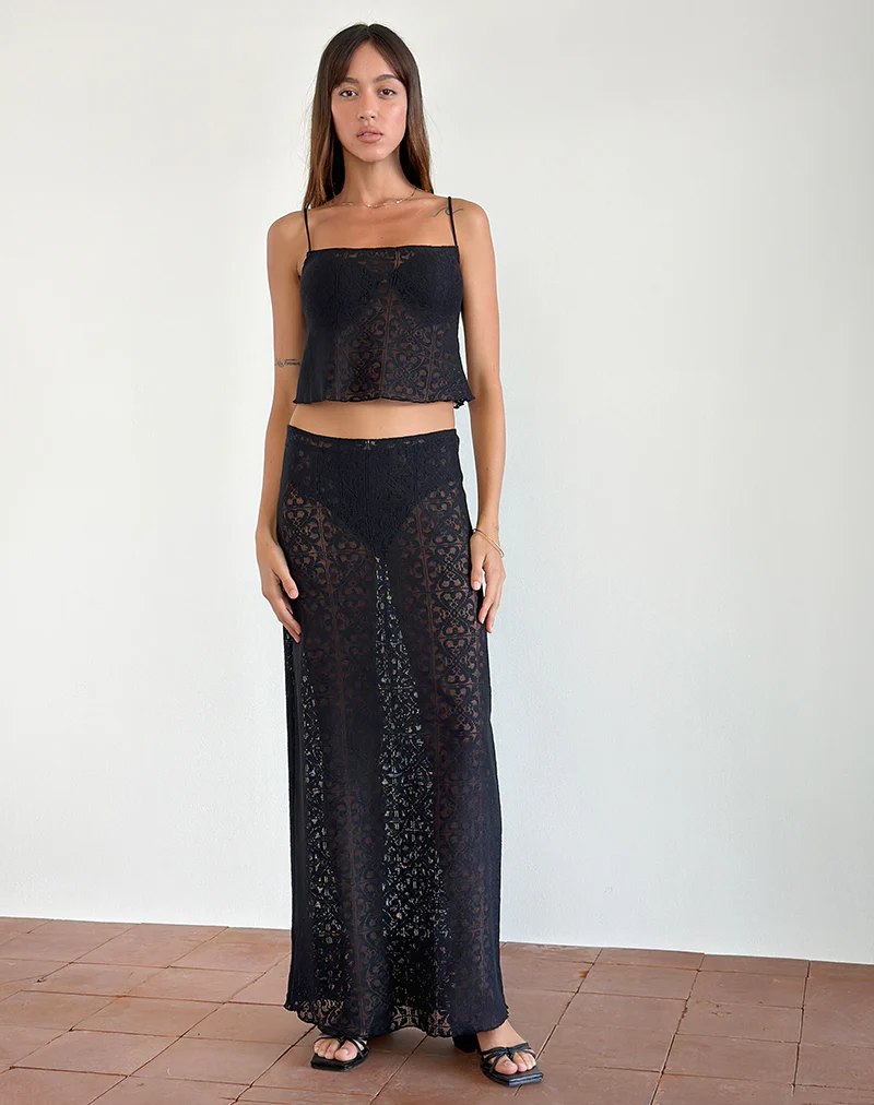 Jolan Cami Top in Black Clover Lace - Image 2