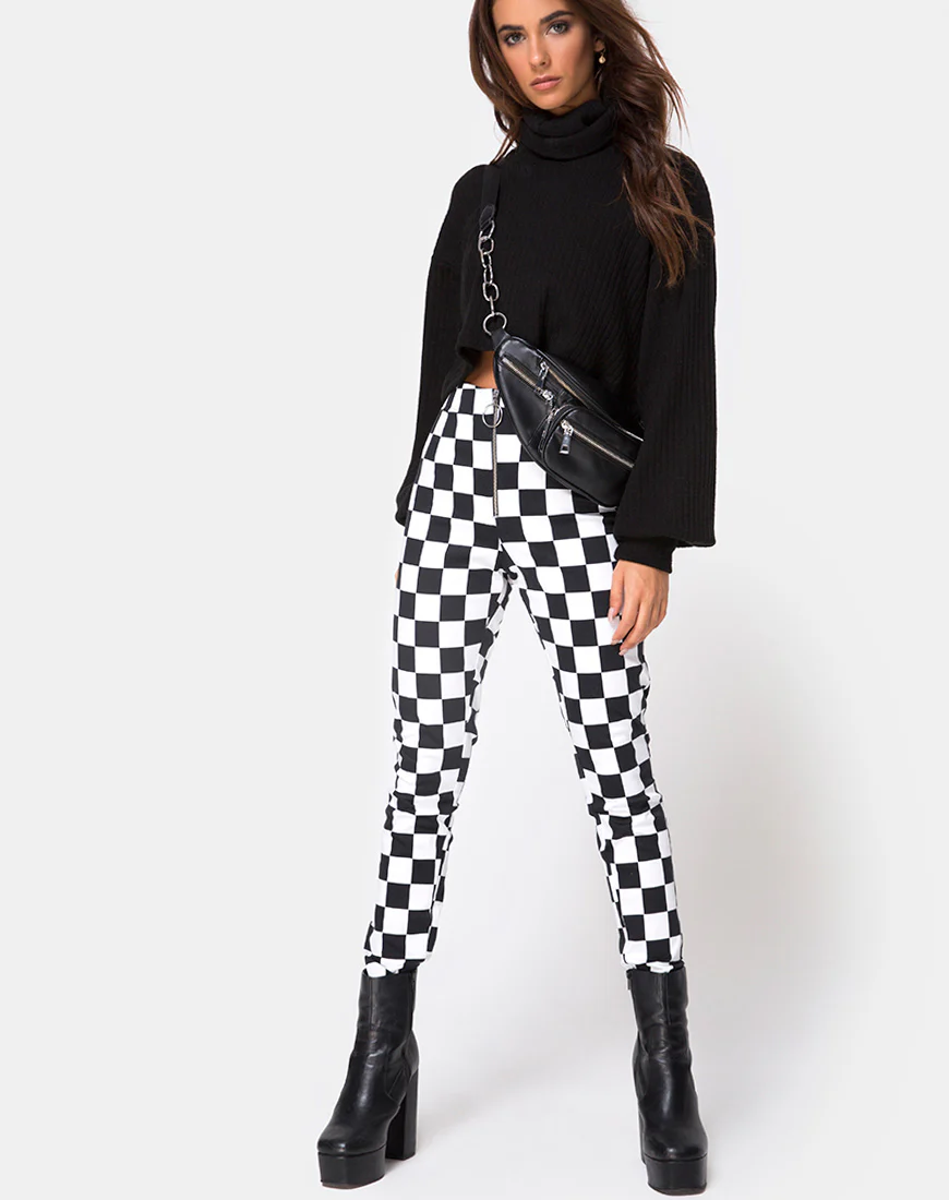 Jolim Trouser in Checker Board Medium B/W - Image 4