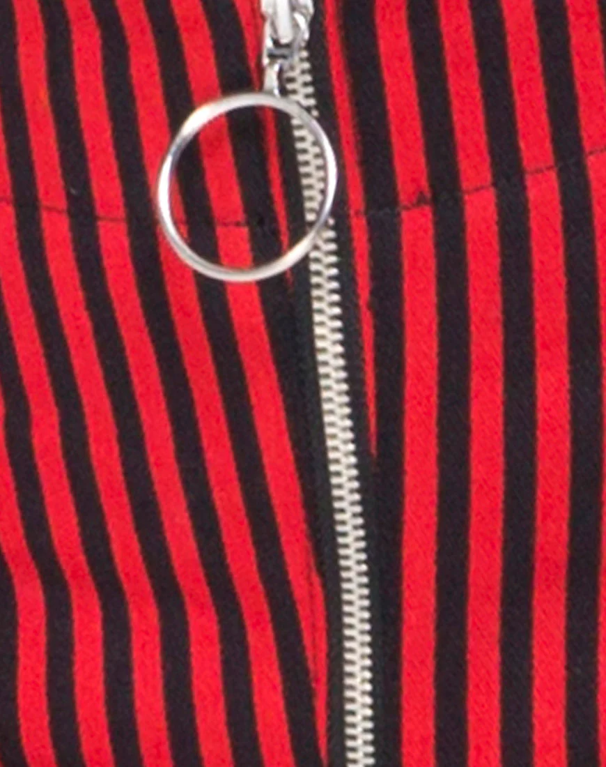 Jolim Trouser in Mini Stripe Red and Black - Image 5